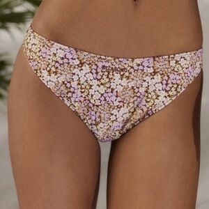 Billabong Floral Lowrider Bikini Bottom Brown Daisy Swimwear NWT